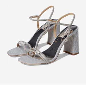 Badgley Mischka Glittering Silver Block Heels